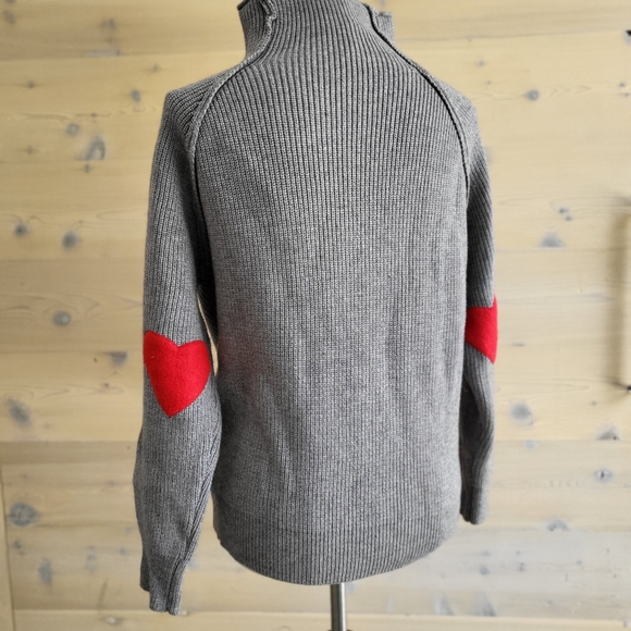 Chicwish Sweaters - Chicwish Mock Turtleneck with Heart Shape Elbow Patches, Grey S/M